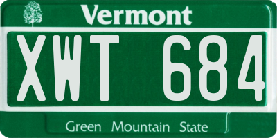VT license plate XWT684