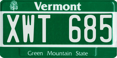 VT license plate XWT685