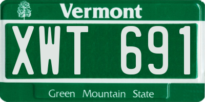 VT license plate XWT691