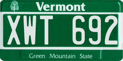 VT license plate XWT692