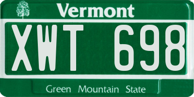 VT license plate XWT698