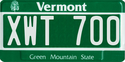 VT license plate XWT700