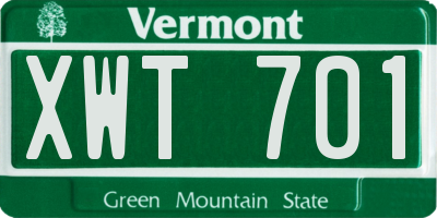 VT license plate XWT701