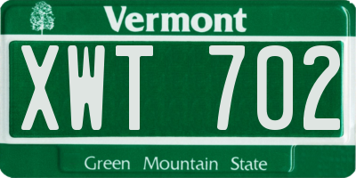 VT license plate XWT702