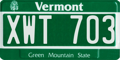 VT license plate XWT703
