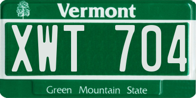 VT license plate XWT704