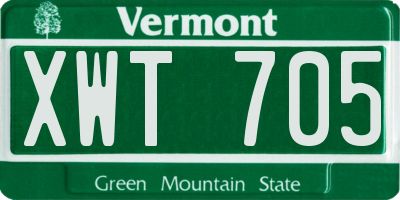 VT license plate XWT705
