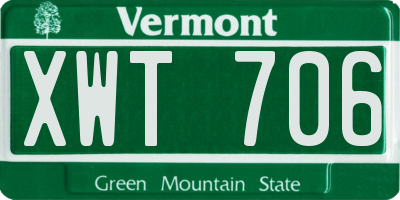 VT license plate XWT706