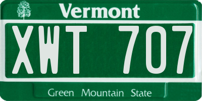 VT license plate XWT707