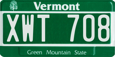 VT license plate XWT708