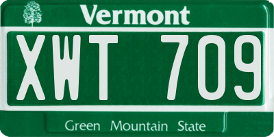 VT license plate XWT709