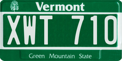 VT license plate XWT710