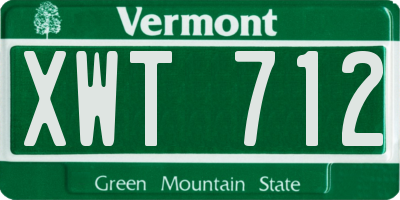VT license plate XWT712