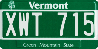 VT license plate XWT715