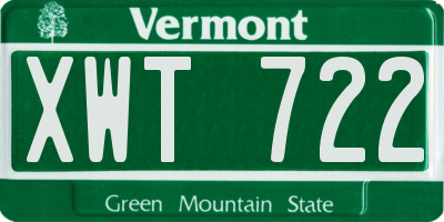VT license plate XWT722