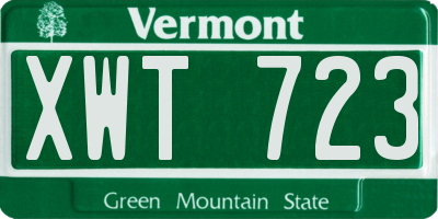 VT license plate XWT723