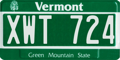 VT license plate XWT724