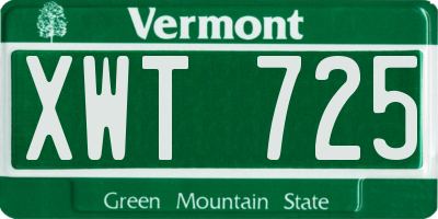 VT license plate XWT725
