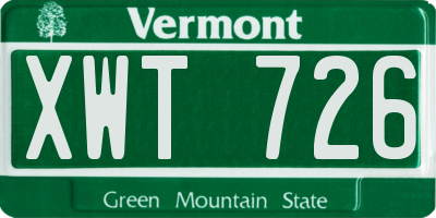 VT license plate XWT726