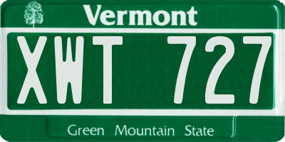 VT license plate XWT727