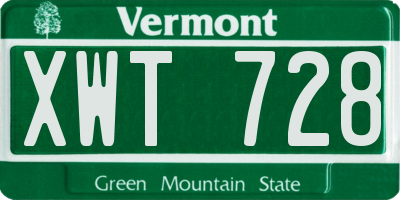 VT license plate XWT728