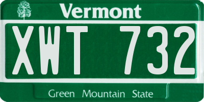 VT license plate XWT732