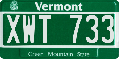 VT license plate XWT733