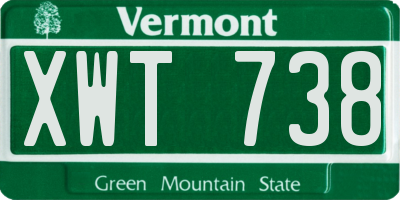 VT license plate XWT738