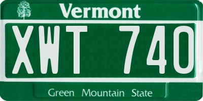 VT license plate XWT740