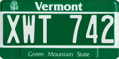 VT license plate XWT742