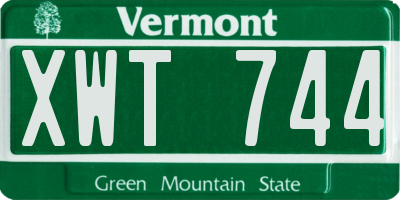 VT license plate XWT744
