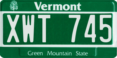 VT license plate XWT745