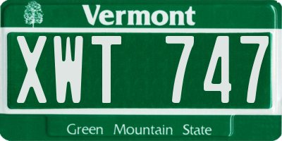 VT license plate XWT747