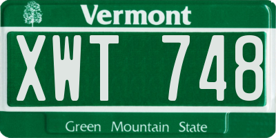VT license plate XWT748