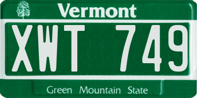 VT license plate XWT749