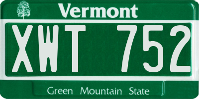 VT license plate XWT752