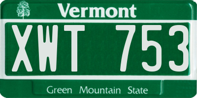 VT license plate XWT753