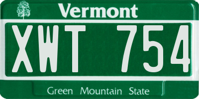 VT license plate XWT754