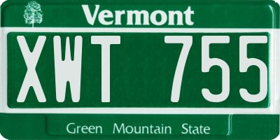 VT license plate XWT755
