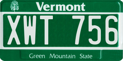 VT license plate XWT756