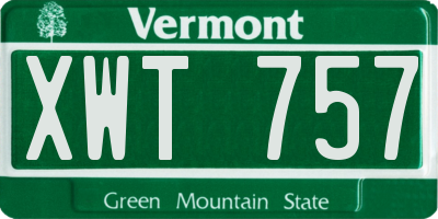 VT license plate XWT757