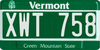 VT license plate XWT758