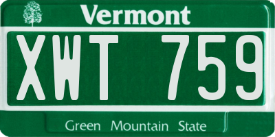 VT license plate XWT759