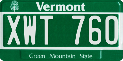 VT license plate XWT760