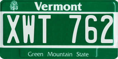 VT license plate XWT762