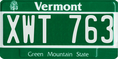 VT license plate XWT763