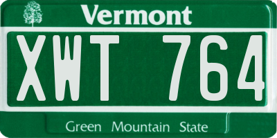 VT license plate XWT764