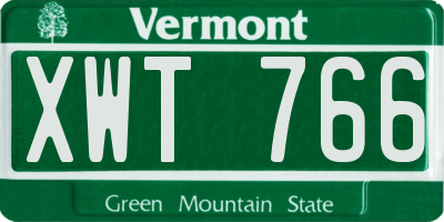 VT license plate XWT766