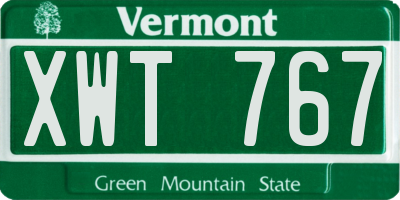 VT license plate XWT767