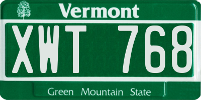 VT license plate XWT768